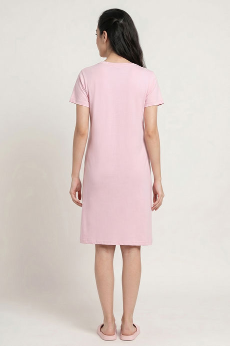 Zivame Farm Lore Knit Cotton Knee Length Nightdress - Winsome Orchid — image 3
